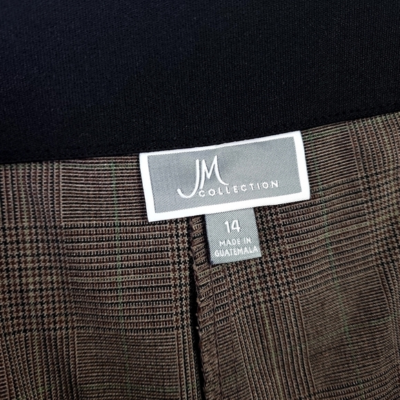 New JM Collection Brown Plaid Wide Leg Business Slacks Sz 14 - Picture 6 of 10
